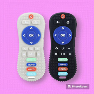 Black & Grey Remote Control Silicone Baby Teethers